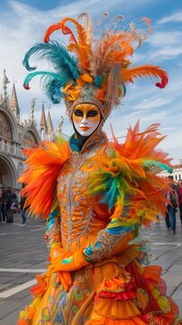 woman in a bright carnival costume