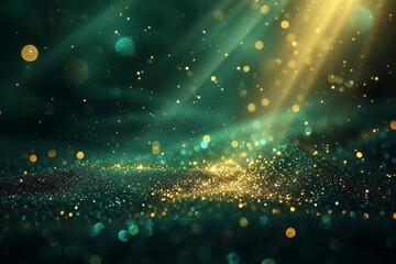 Green and gold glitter background