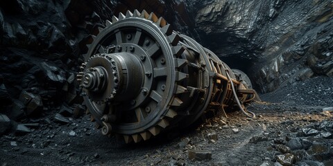 Coal Mining Drill in closeup - obrazy, fototapety, plakaty