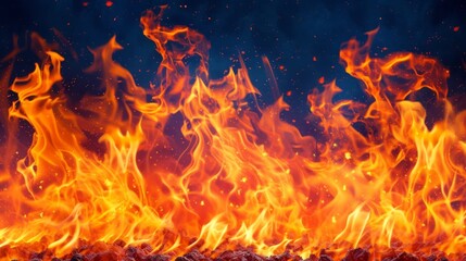 Fire Flames Burning Embers Sparks - obrazy, fototapety, plakaty