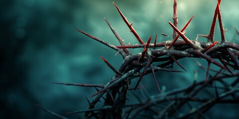 crown of thorns close up - obrazy, fototapety, plakaty