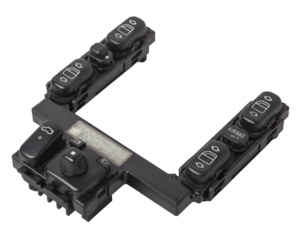 Window master switch control panel isolated on white background. Switch on-off. Car button switch.