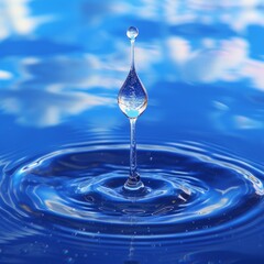Water drop photography with blue background