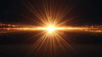 Bright sun rays on dark background
