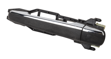 Spare part and body element outer handle of opening a door from a car on a white isolated background. Auto service industry.