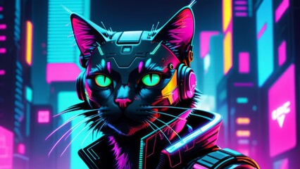 cat cyberpunk ai generated