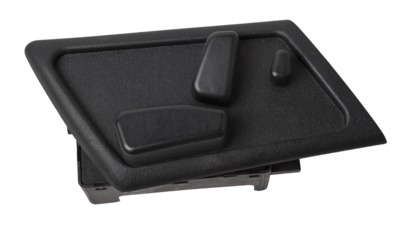 Car seat adjustment buttons with position memory on a white isolated background. Catalog of spare parts for vehicles.