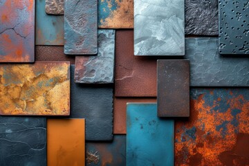 A collection of various metal textures including copper, steel, and aluminum.
