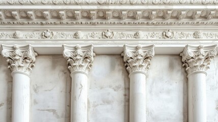 White classical columns in the interior - obrazy, fototapety, plakaty