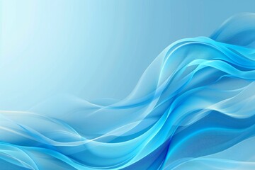 Blue abstract background with smooth and soft wavy lines