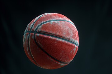 Old basketball isolated on black background