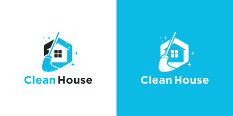 Home cleaning service logo design template, logo for home cleaning for hygienic home - obrazy, fototapety, plakaty