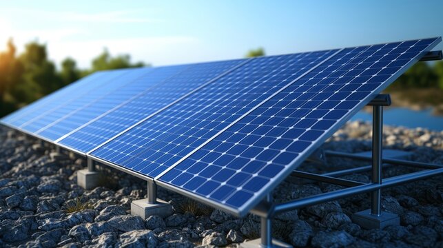 A field of solar panels is seen in this image.