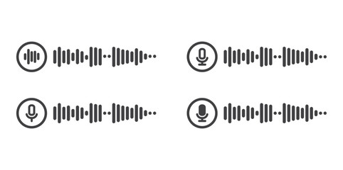 Simple Voice message icon set. Voice notes icon, vector illustration of voice message. Voicenote in chatroom . Record voice message for phone correspondence. Social media icon.