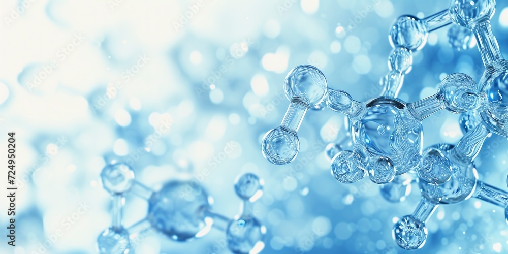 Poster three-dimensional render of floating molecules