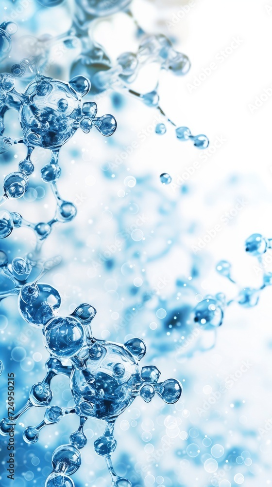 Poster three-dimensional render of floating molecules