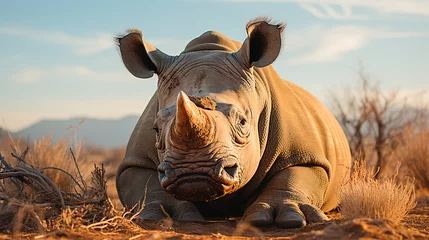 Keuken spatwand met foto Photo of rhino in the jungle © PSCREATIVE