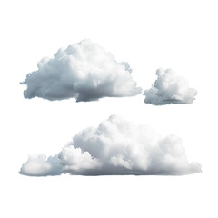 White clouds on sky in a group, Isolated on Transparent Background, PNG