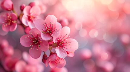 Sakura flowers cherry blossom on blur background.