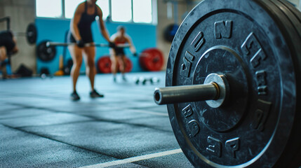 An intense CrossFit session in a well-equipped gym. - obrazy, fototapety, plakaty