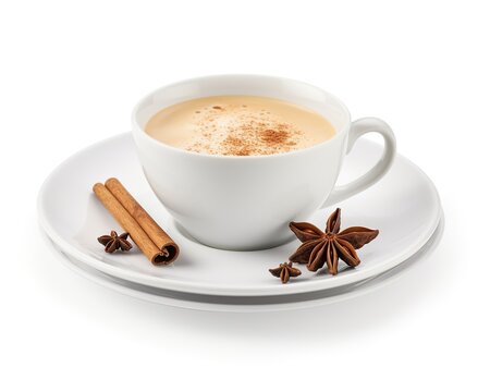 Warm chai latte isolated on white background for design inspiration. generative AI