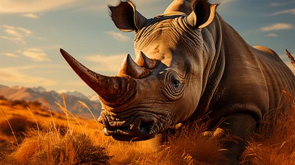Foto op Canvas Photo of rhino in the jungle © PSCREATIVE