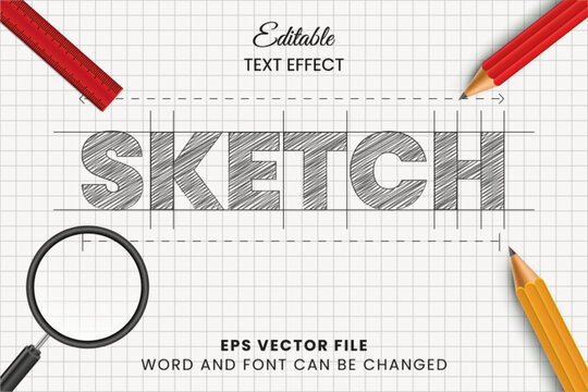 Pencil sketch editable vector text effect