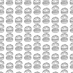 Seamless pattern with hand drawn sandwich illustrations. Perfect for food-related designs.