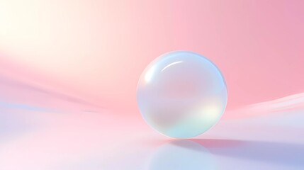 Fototapeta na wymiar Clean and peaceful background of a perfect 3D ball floating in the air with soft, pastel colors. generative ai