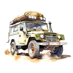 Land Rover Defender Watercolor Clipart, Ai generative