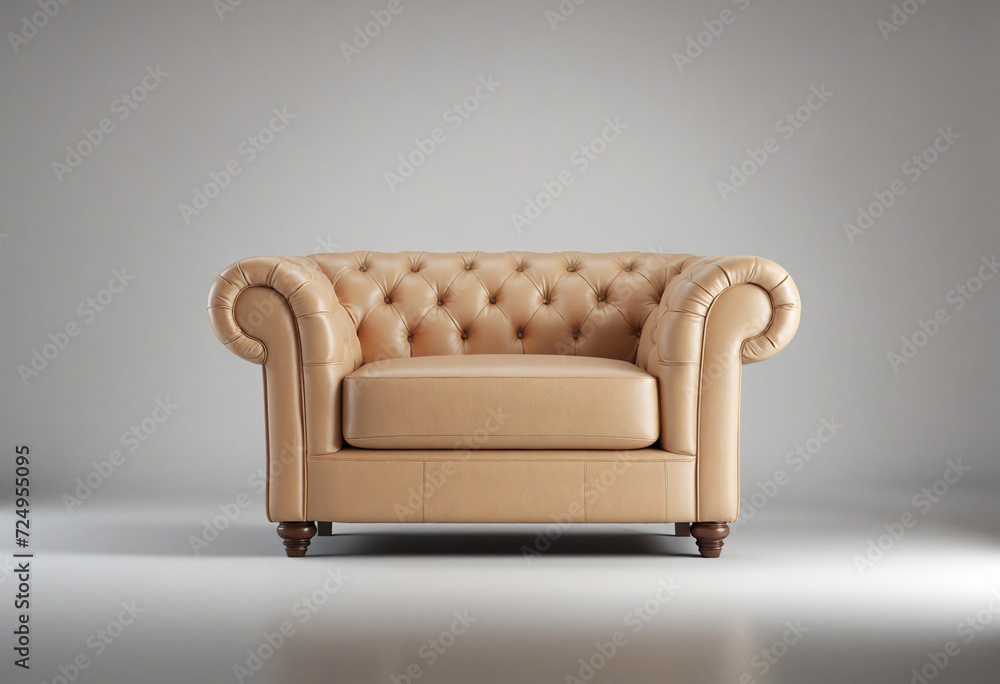 Poster 3d render single sofa from the front view in the interior
