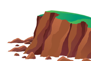 Element of sea landscape, rocky coastlines rocks, cliffs and stones.  colored flat cartoon illustration