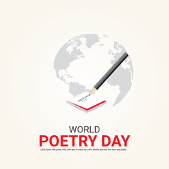 World Poetry Day, creative ads design. Media poster vector 3D Illustration