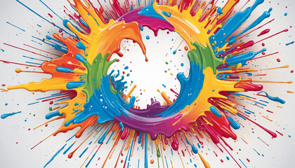 Colorful paint splashes explosion.