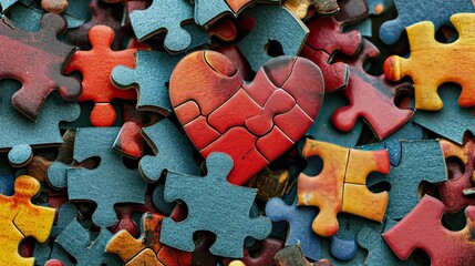 Love Puzzle Pieces. Visual metaphor of love as puzzle pieces coming together to form a complete picture.