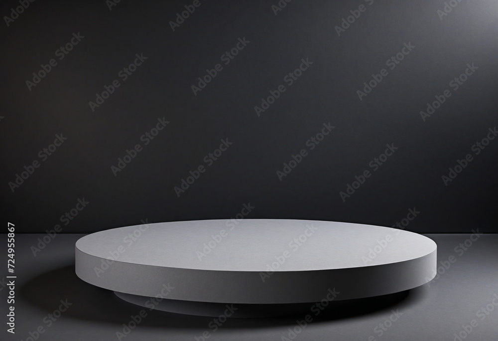 Aufkleber abstract geometric gray color background. empty round shape platform podium for product display on b