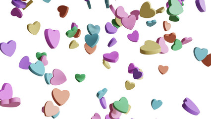 Isolated falling pastel candy hearts
