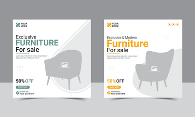Furniture sale social media post design template