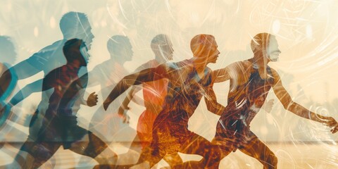 Multiple exposure concept of sport and active lifes