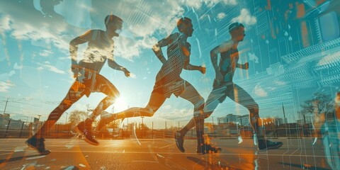 Multiple exposure concept of sport and active lifes