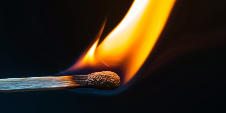 macro Close-up of burning wooden match