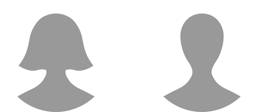 Generic Anonymous Social Media Web User Account Female Woman and Male Man Profile Avatar Image Symbol Icon Set. Vector Image.	
