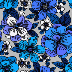 Seamless floral pattern. Design for wallpaper, fabric, wrapping paper, cover and more.	