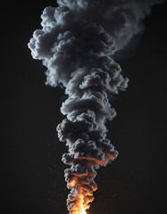 Black smoke isolated.