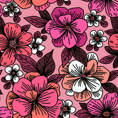 Seamless floral pattern. Design for wallpaper, fabric, wrapping paper, cover and more.	