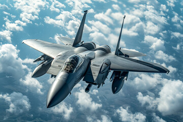 Military F16 fighter jet close up soaring through the air - obrazy, fototapety, plakaty