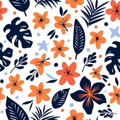 Obraz premium Seamless Pattern With Seashells And Starfishes