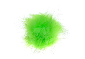 Green Fur fluffy fur ball on a white background