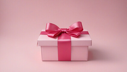 Fototapeta premium pink gift box on pink background