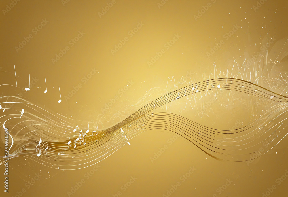 Poster abstract background with music wave design in golden color. sound wave. equalizer effect. generative